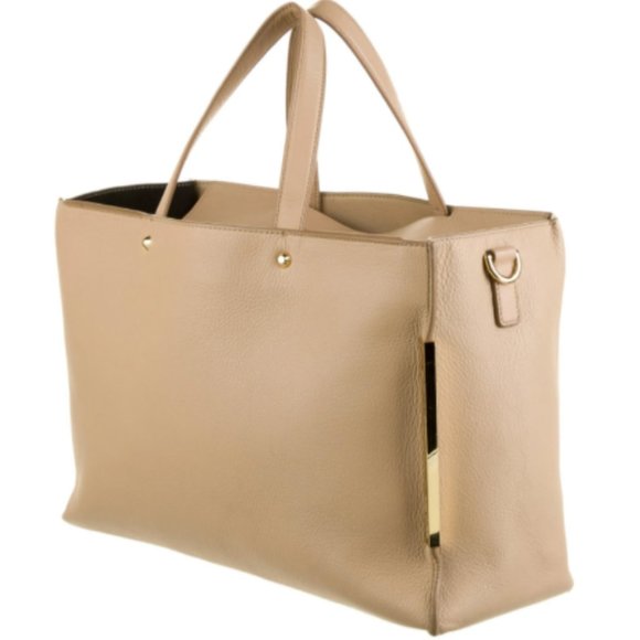 Stuart Weitzman Handbags - Beige Stewart Weitzman Tote with Gold Accents